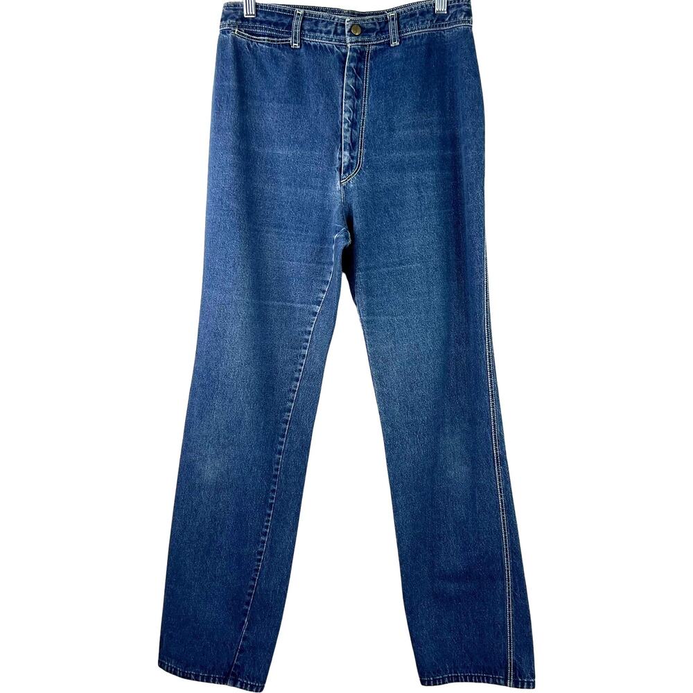 Pizzazz Vintage Women's Denim Blue Jeans Embroidered Straight Leg Casual Size 16